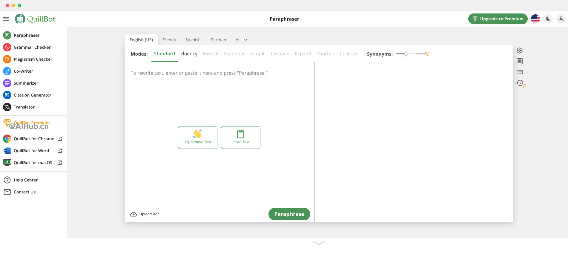 QuillBot:支持中文的AI文本改写和增强工具